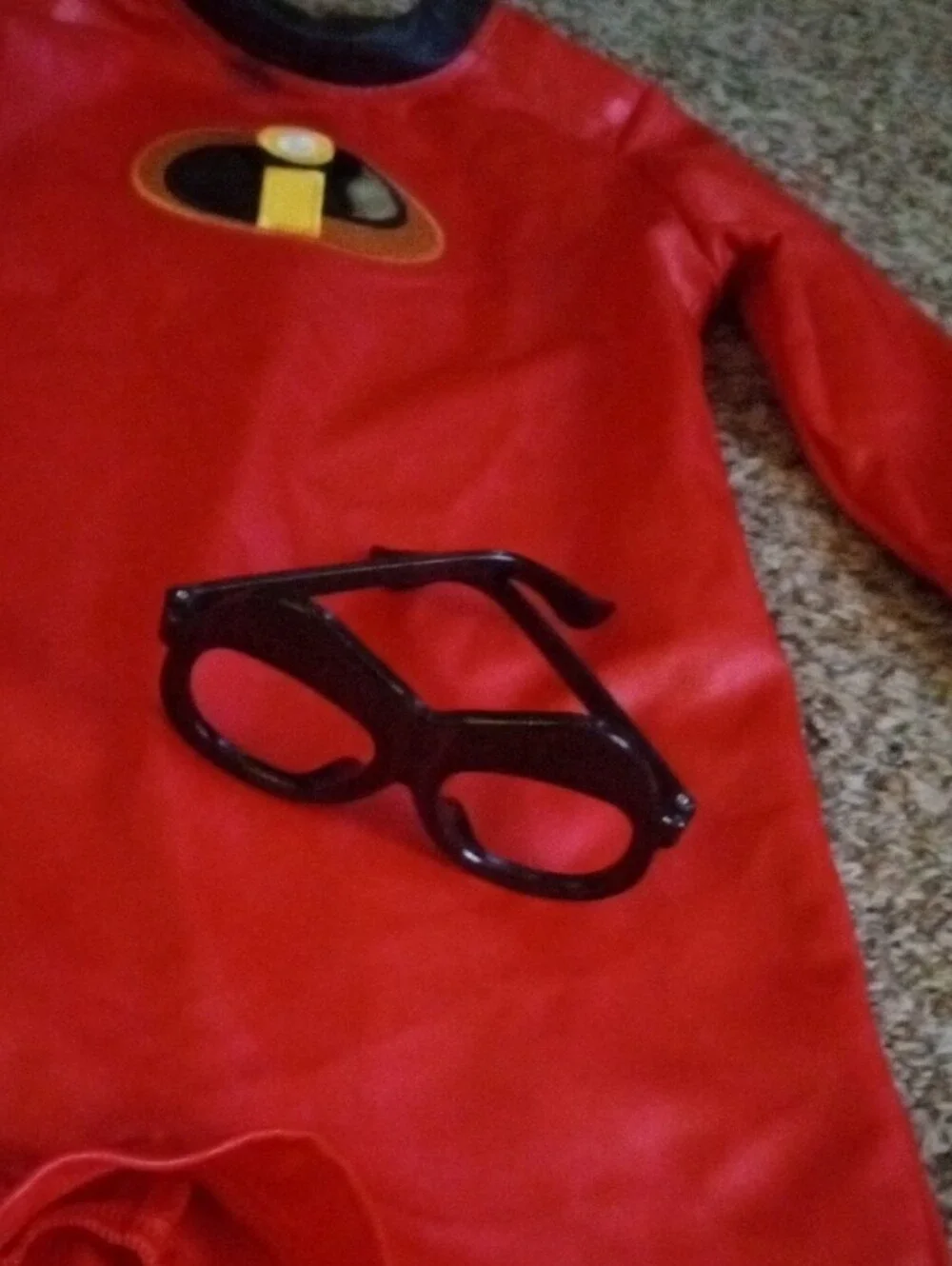 Kids Red Incredibles Onesie Costume with Glasses